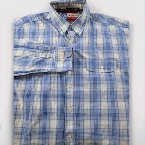 Wrangler George Strait Mens XL Blue Plaid Western Cowboy Button Shirt